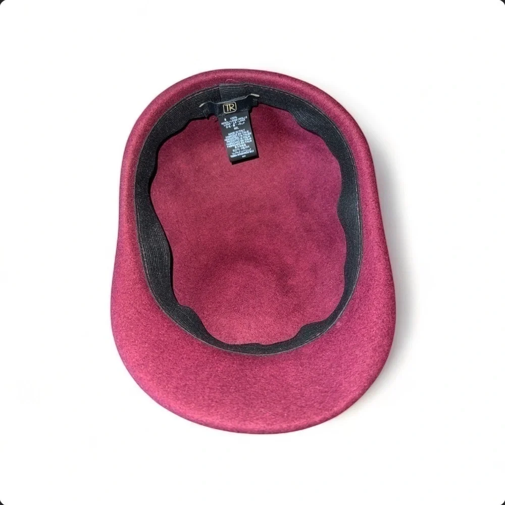 Vintage Made in Italy Wool Newsboy Cap Burgundy Red Baker Boy Cabbie Hat M/L